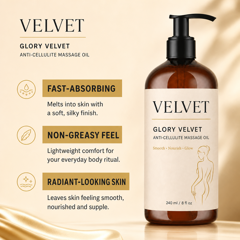 GLORY VELVET benefits: fast-absorbing, non-greasy feel, radiant-looking skin